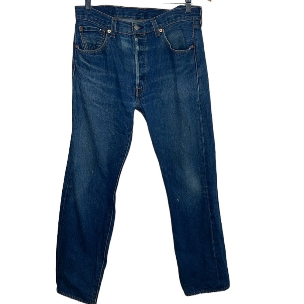 Levi's 501 Button Fly Medium Wash Straight Leg Jeans Size 34 x 34 BLEMISH